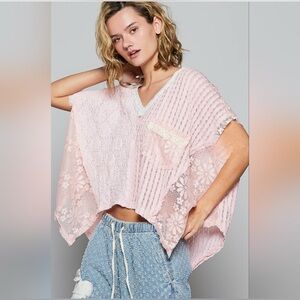 New POL Pink and Cream Lace Oversized Bohemian Too